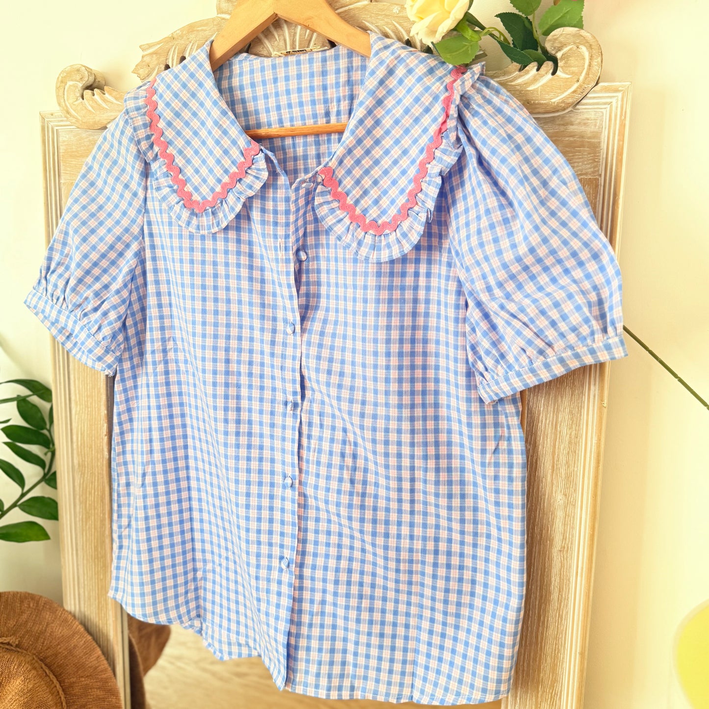 Blau und pink kariertes Hemd - It Hippie