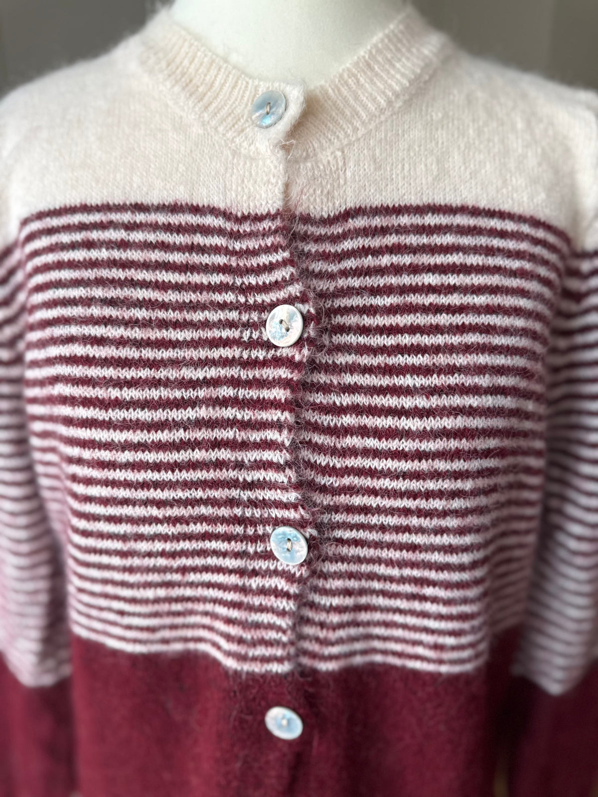 Gilet Marinière Rayé Bordeaux et Beige LOUNAE