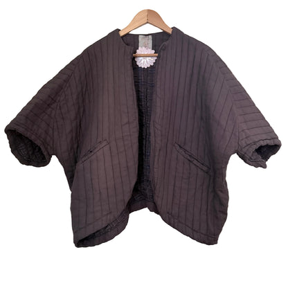 Veste kimono matelassée marron chocolat 100% coton – Taille unique LOUNAE
