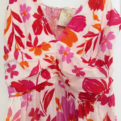 Robe longue multicolore fleurie en viscose LOUNAE