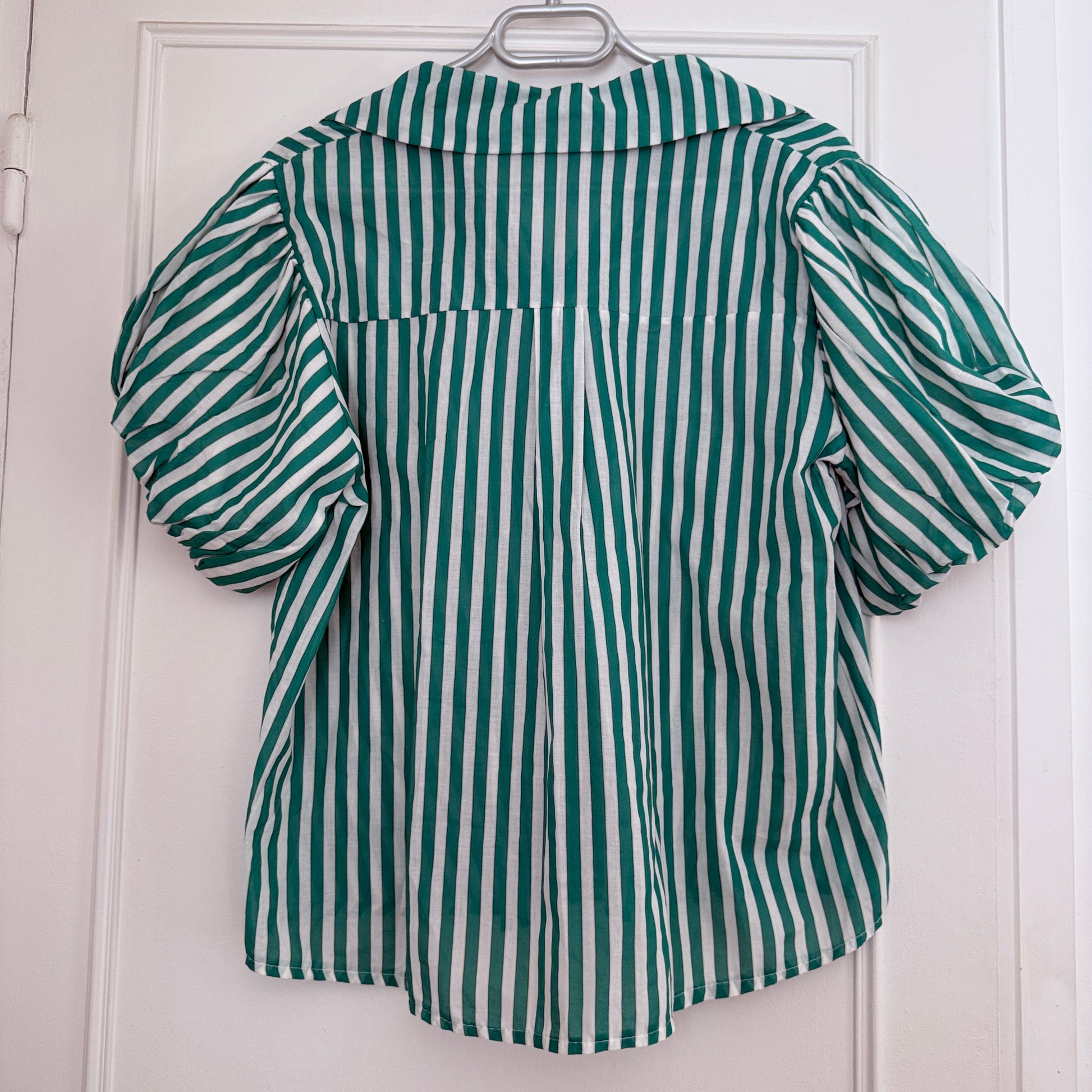 Blouse verte et blanche rayée en coton LOUNAE