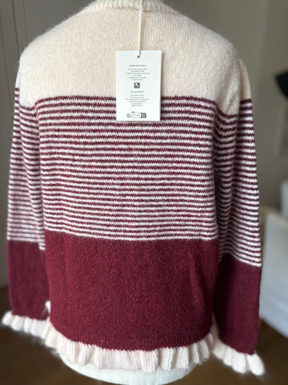 Gilet Marinière Rayé Bordeaux et Beige LOUNAE