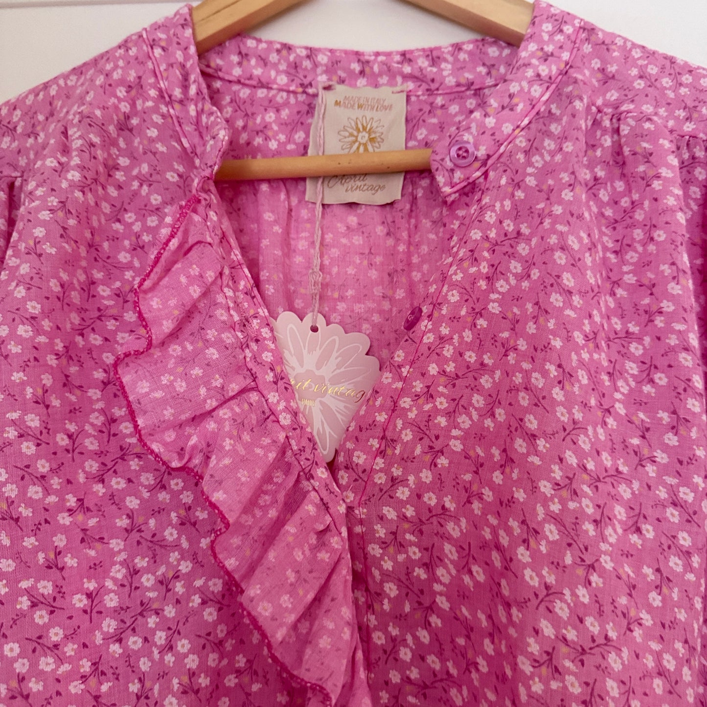 Chemise rose fleurie taille unique LOUNAE