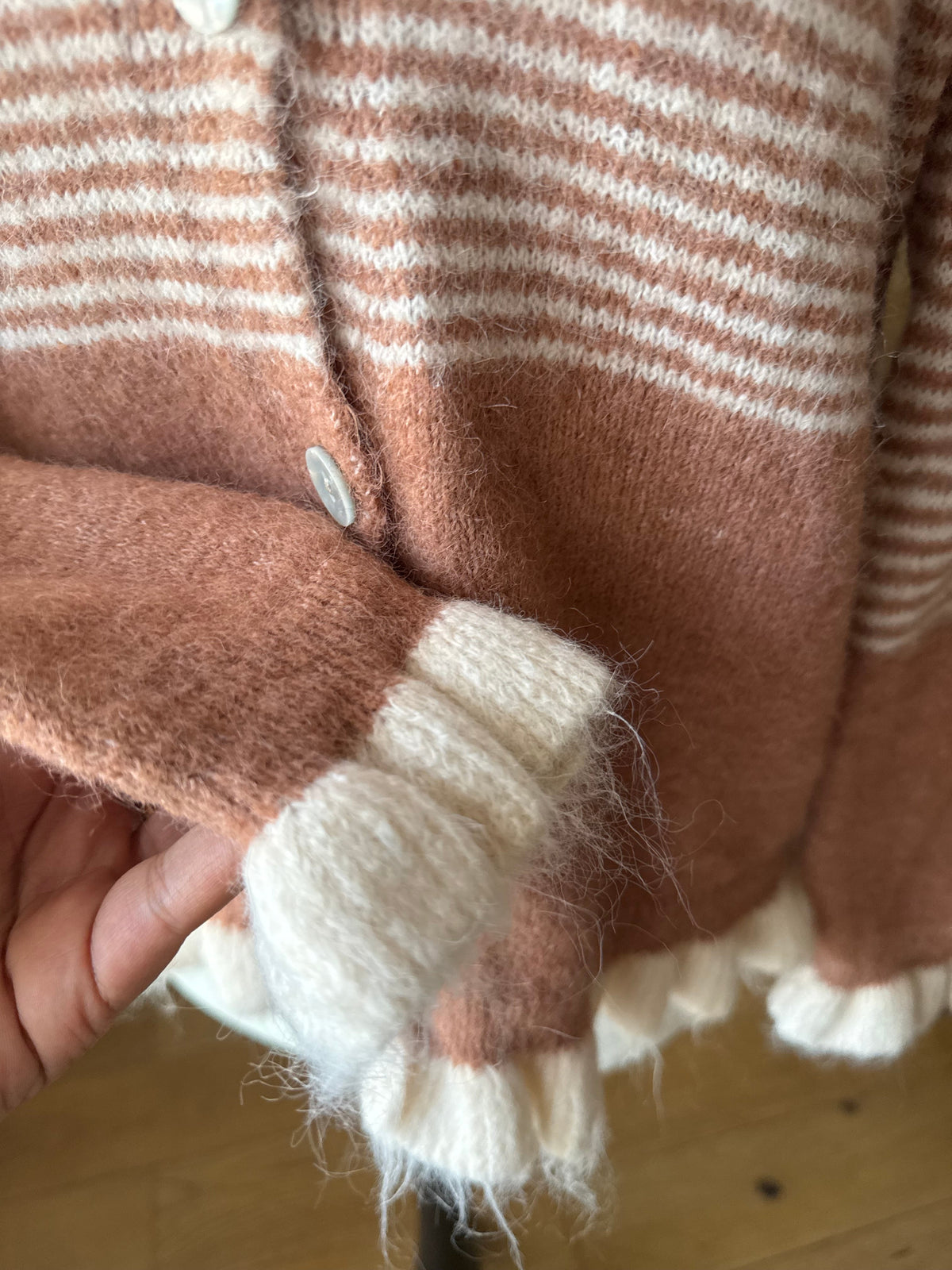 Gilet Rayé Marinière Camel et Beige LOUNAE