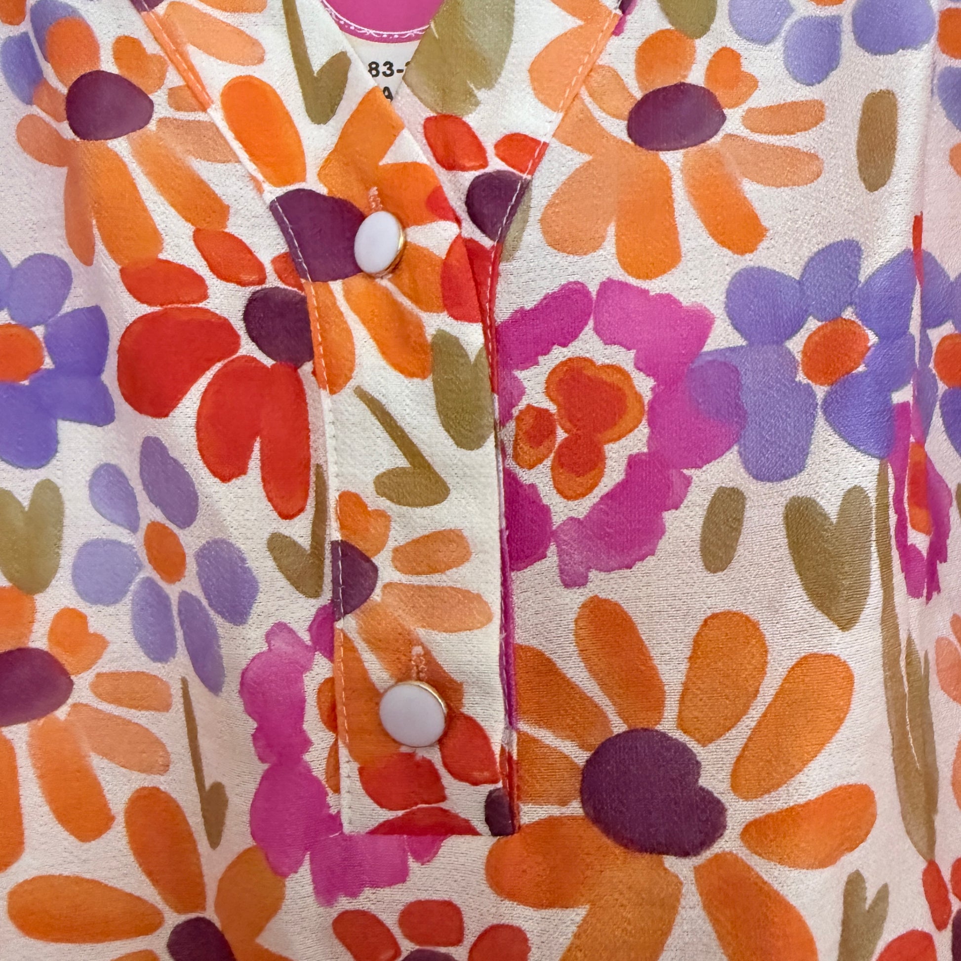 Blouse fleurie multicolore col V manches volantes LOUNAE