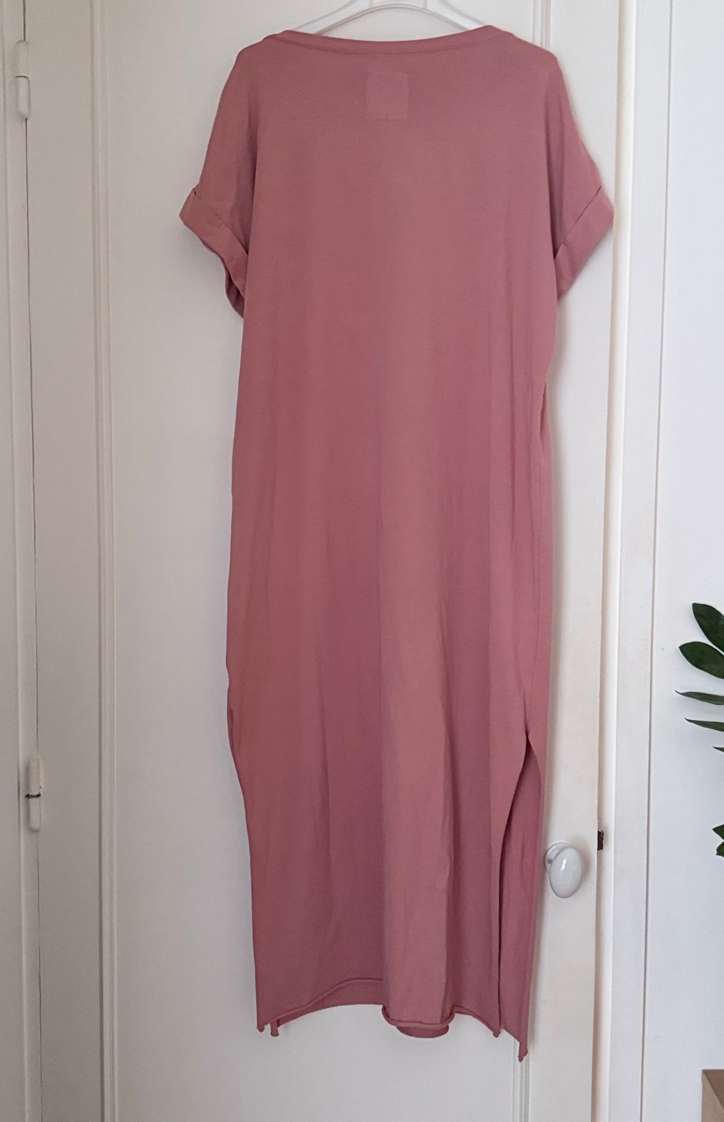 Robe longue tee shirt rose poudré coton taille unique LOUNAE