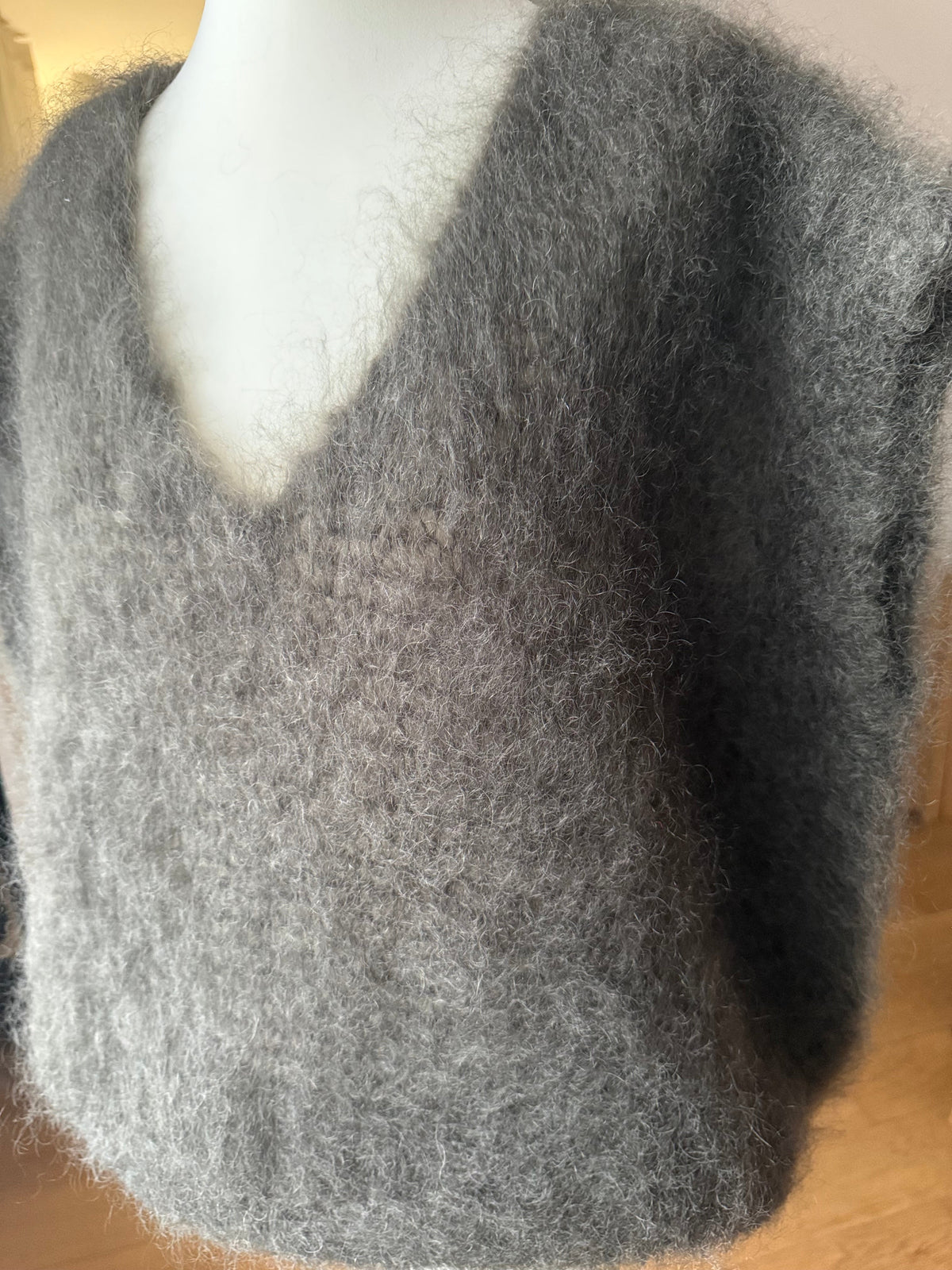 Pull Manches Courtes Kaki Foncé 80% mohair LOUNAE