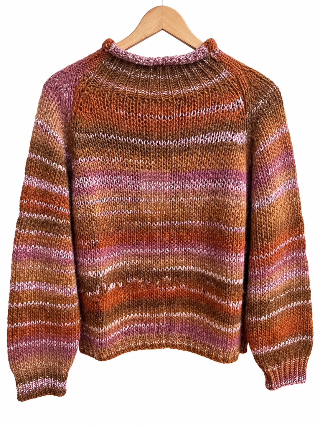 Pull col montant marron rose en laine LOUNAE