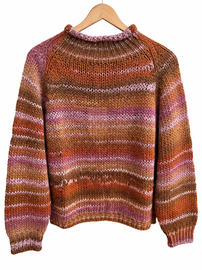 Pull col montant marron rose en laine LOUNAE