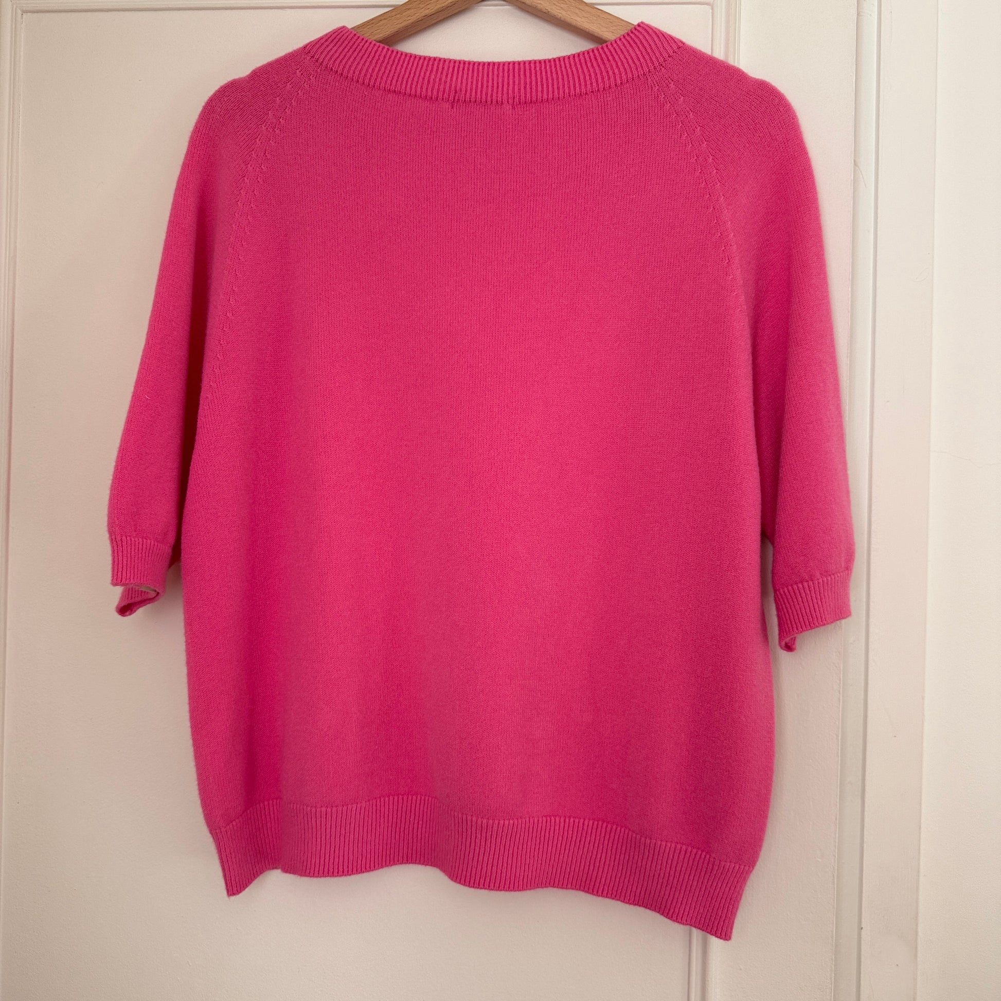Pull col rond rose manches courtes LOUNAE