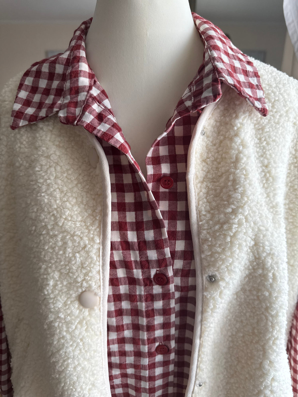 Chemise à carreaux Bordeaux et Beige LOUNAE
