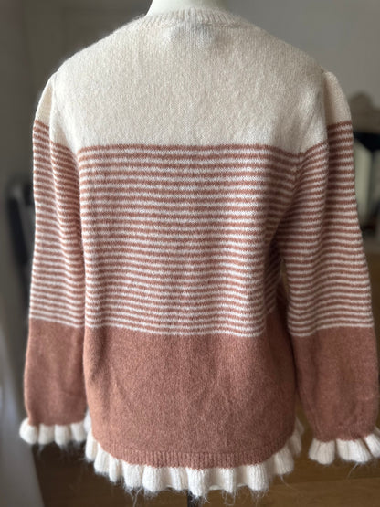 Gilet Rayé Marinière Camel et Beige LOUNAE