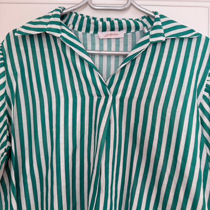 Blouse verte et blanche rayée en coton - Taille unique LOUNAE