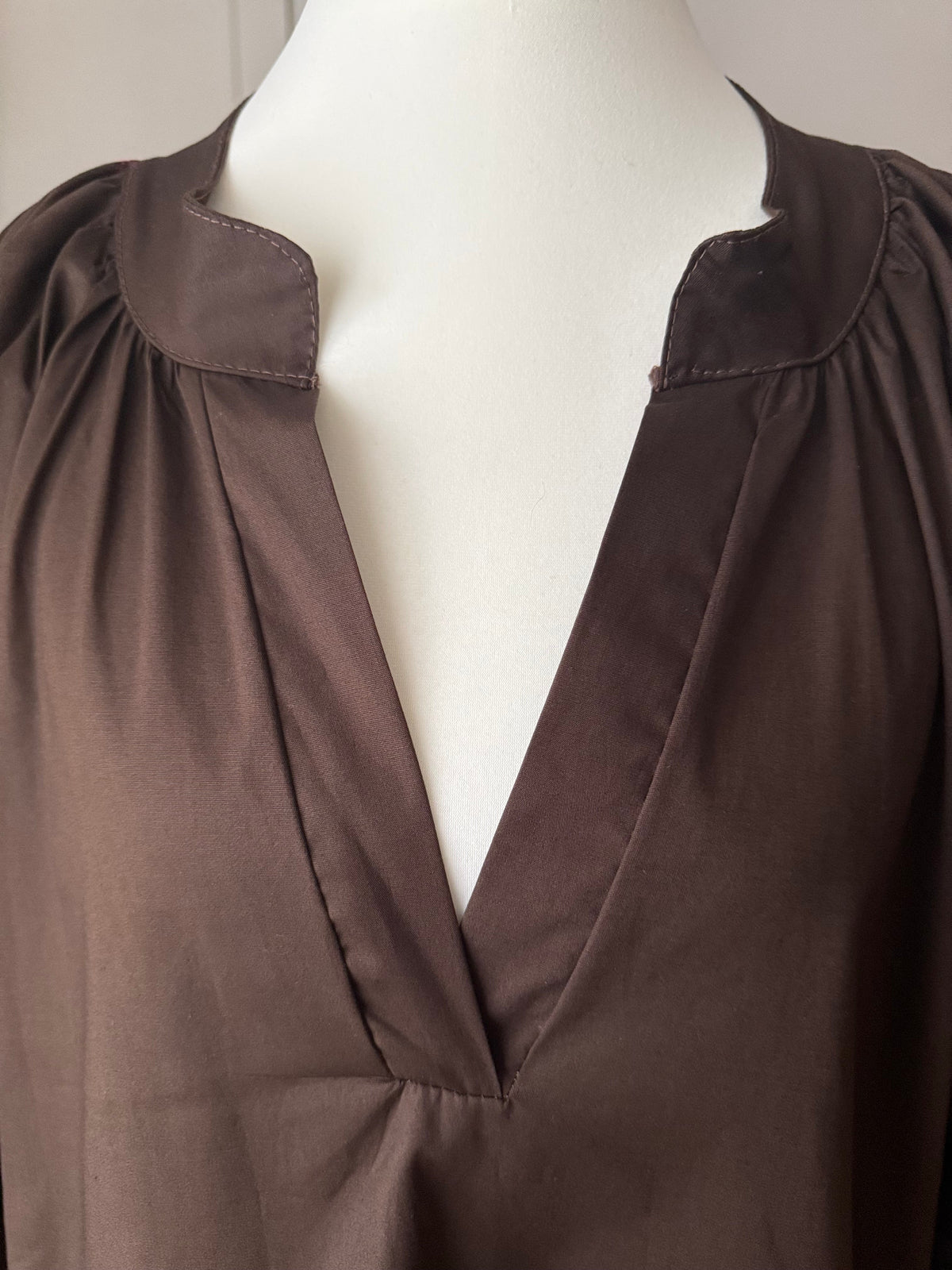 Blouse bohème marron manches ballon LOUNAE