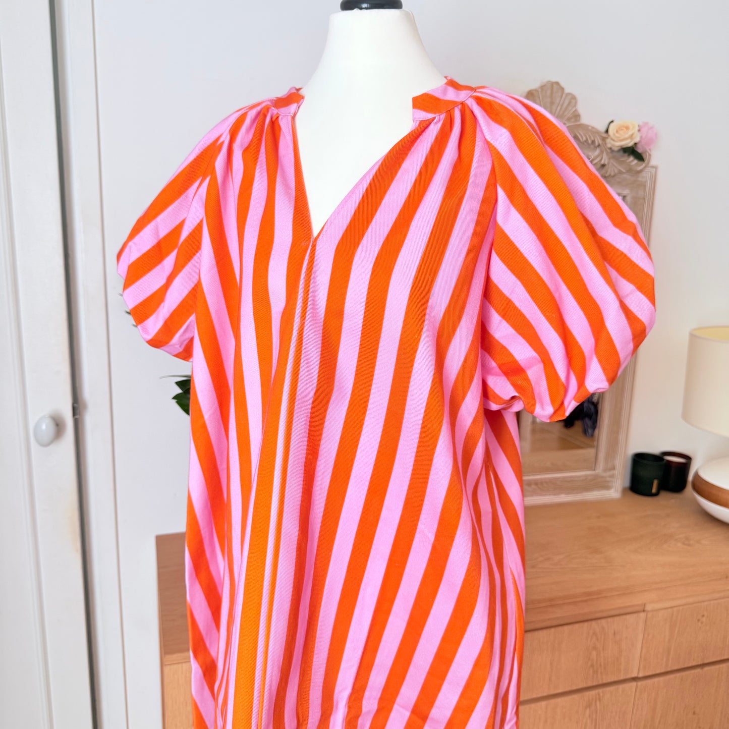 Robe bohème rayée orange rose - Pohême