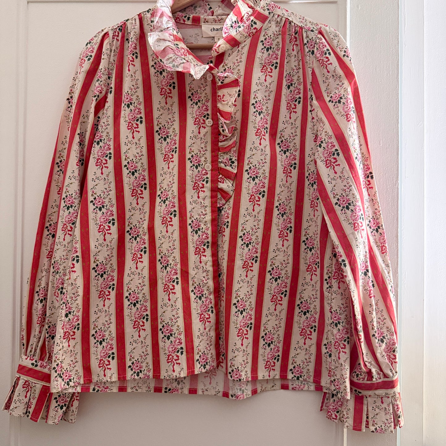 Chemise fleurie corail en coton – Charlior