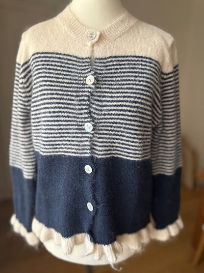 Gilet Rayé Marinière Bleu Marine et Beige LOUNAE