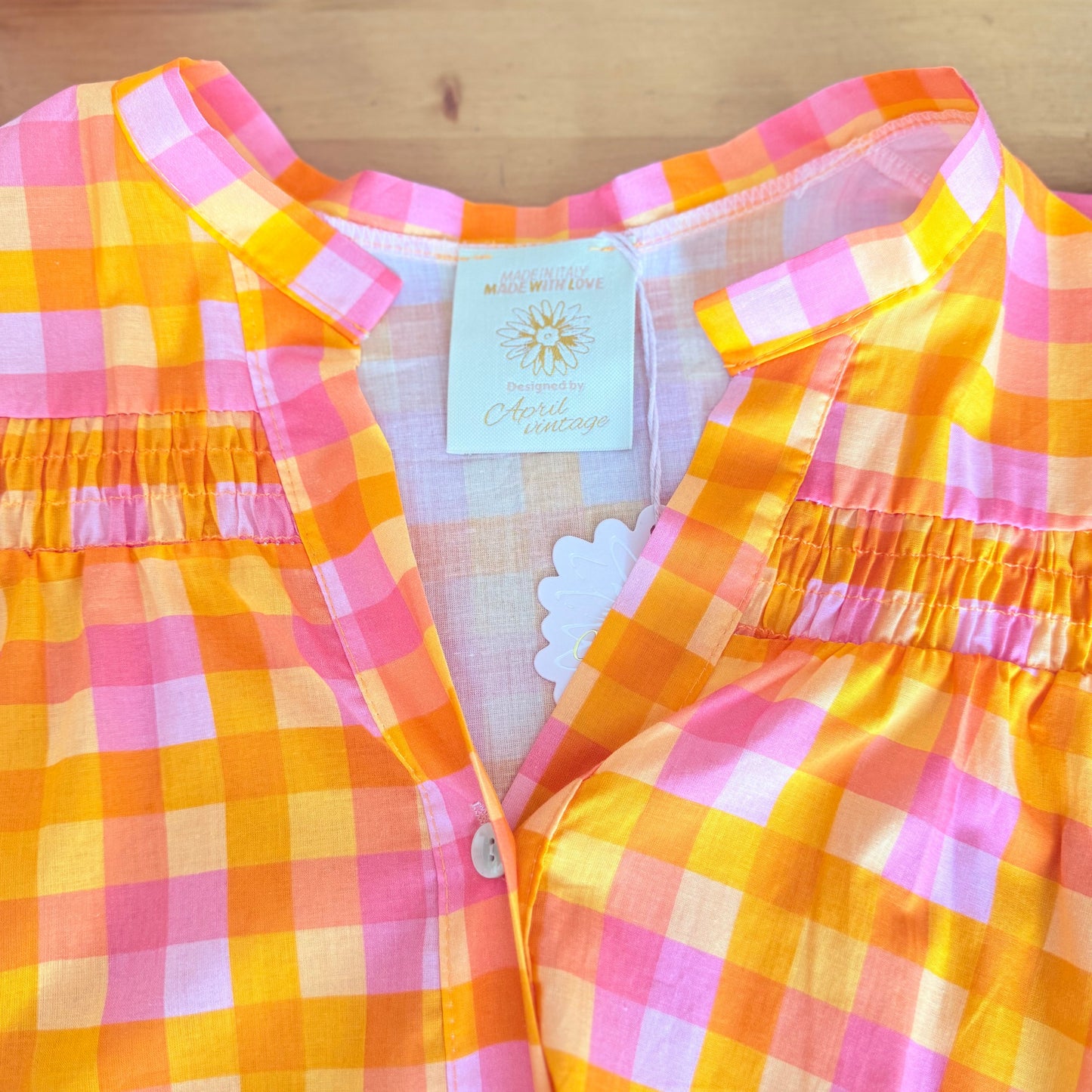 Chemise à carreaux rose et orange - April vintage