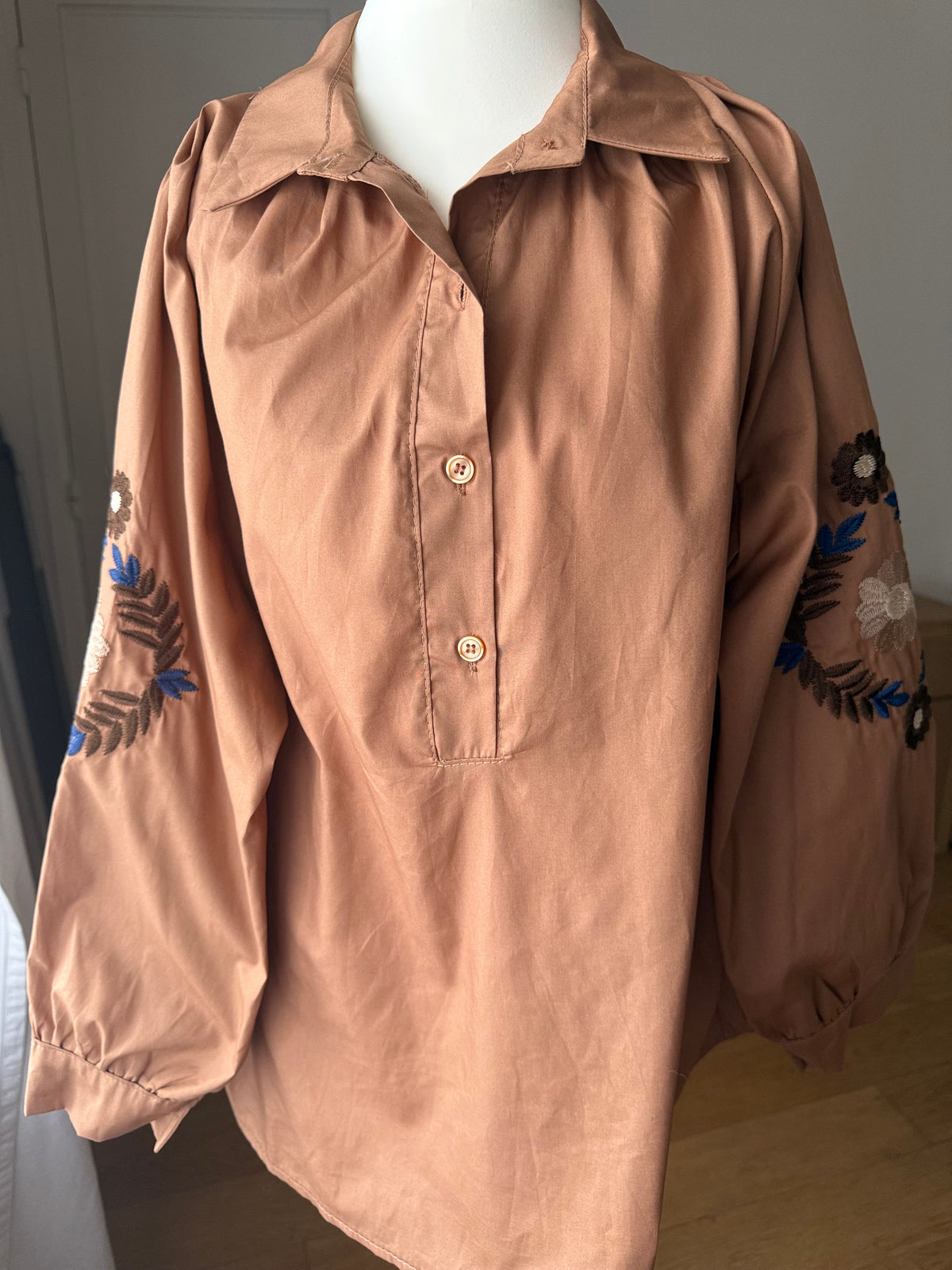 Chemise Manches Longues Brodée Camel LOUNAE