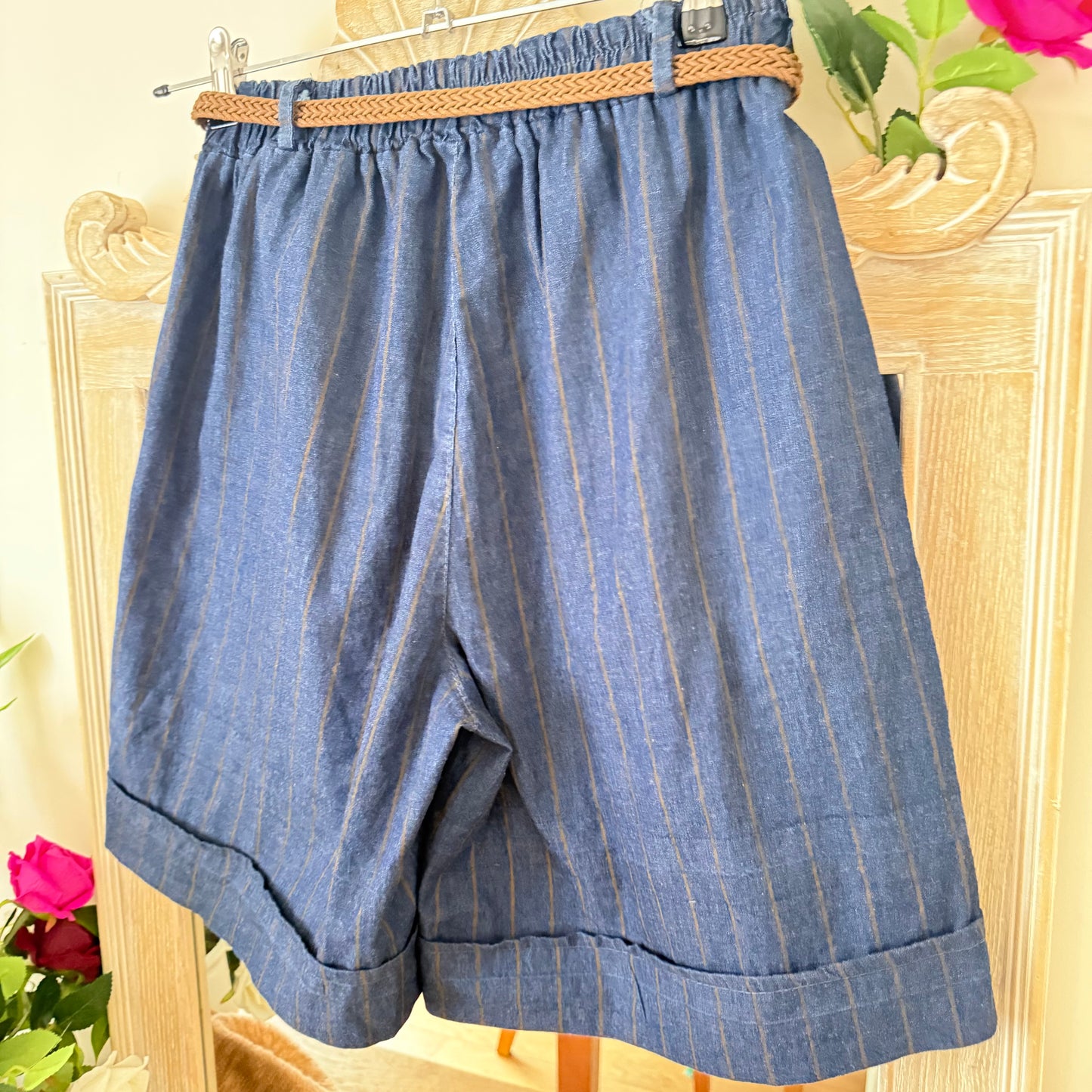 Short bleu rayé Camel - Carla Giannini