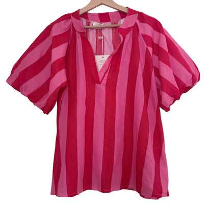 Blouse rose et fuschia en coton - Taille unique LOUNAE