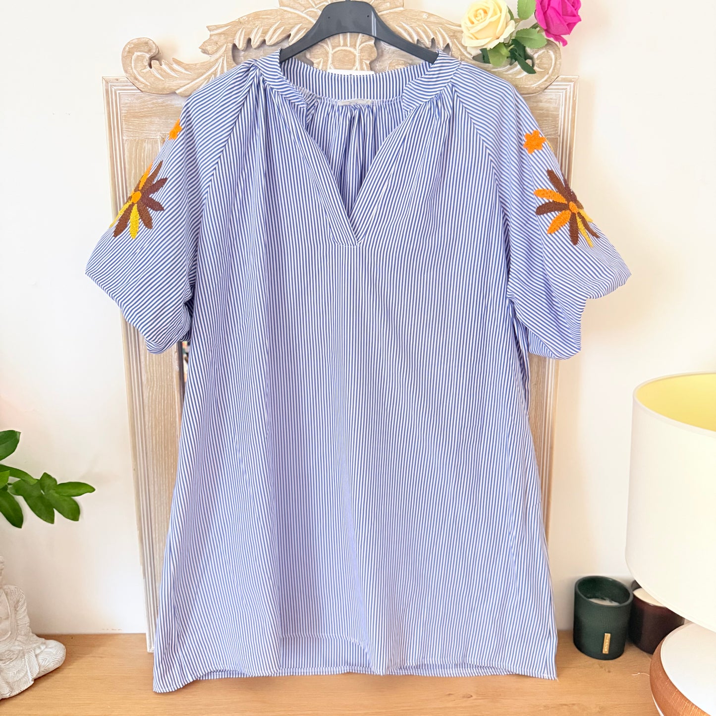 Robe bleu manches xxl - Luizacco