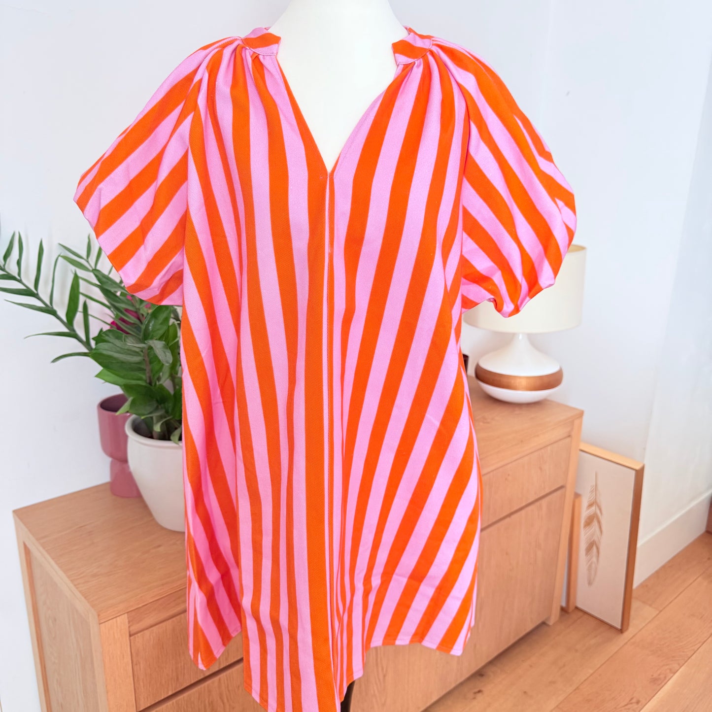 Robe bohème rayée orange rose - Pohême