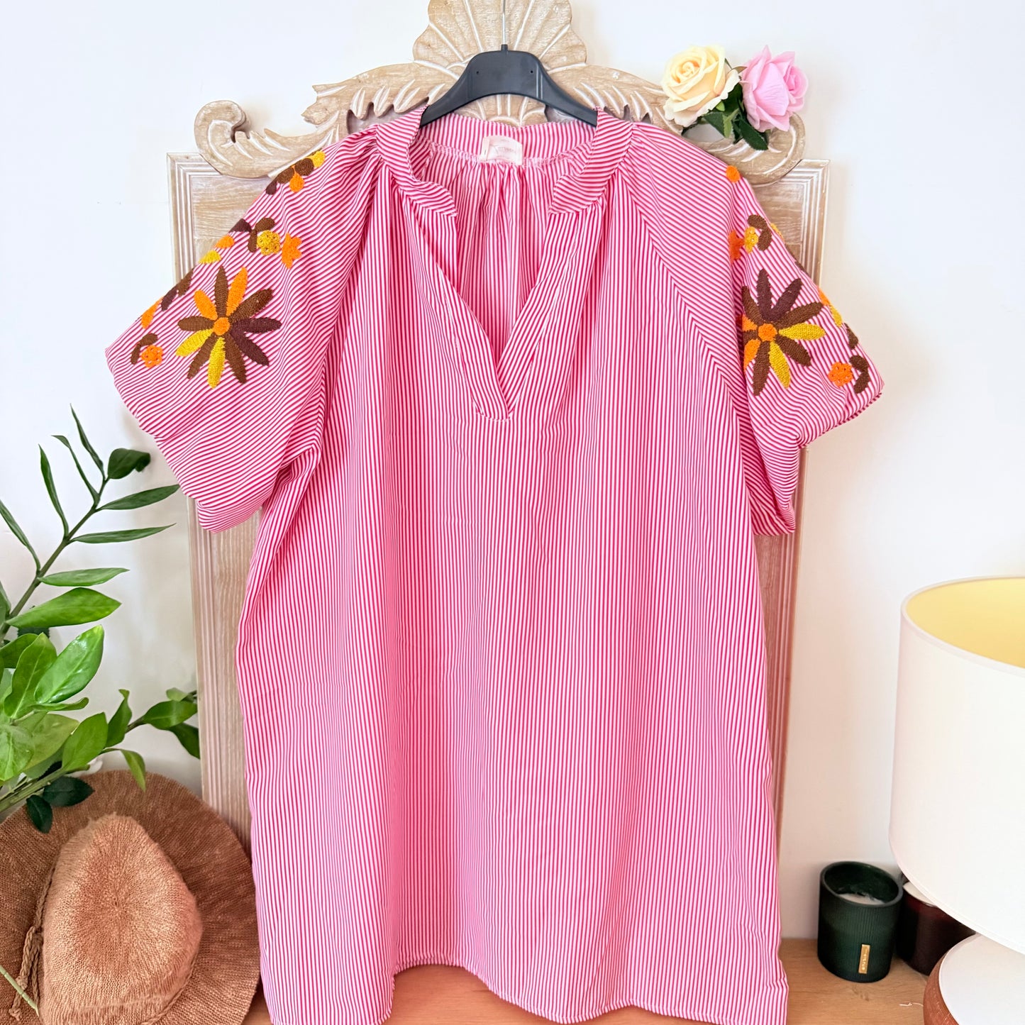 Robe rouge ample manches xxl - Luizacco