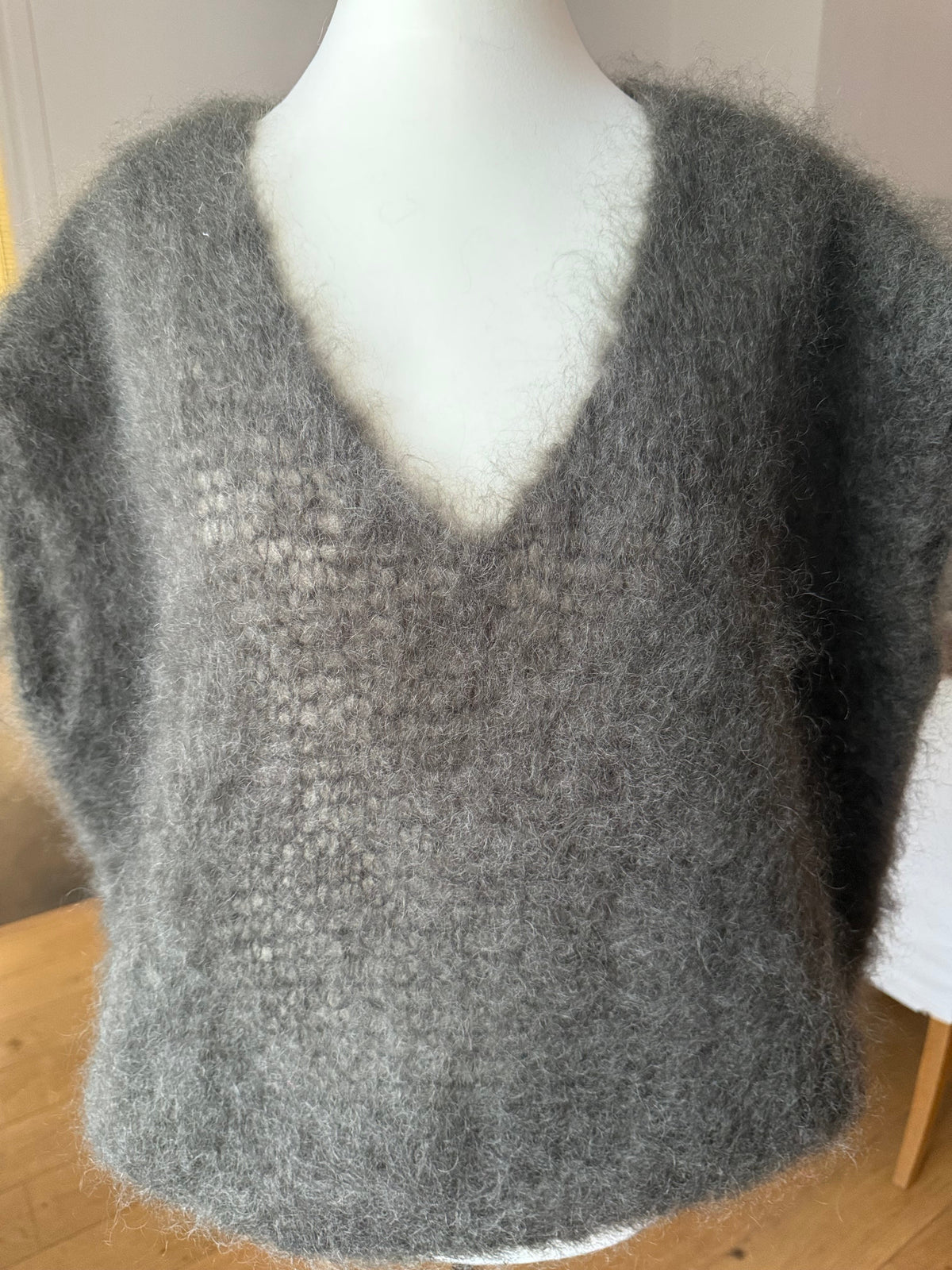 Pull Manches Courtes Kaki Foncé 80% mohair LOUNAE
