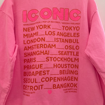 Sweat rose manches longues ICONIC en coton LOUNAE