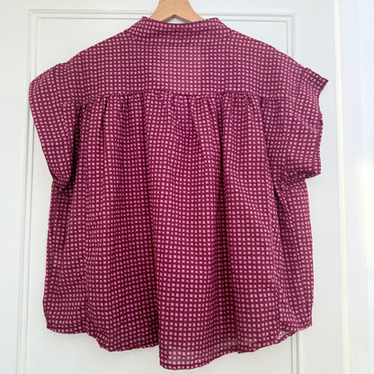 Blouse manches courtes bordeaux rose en coton LOUNAE