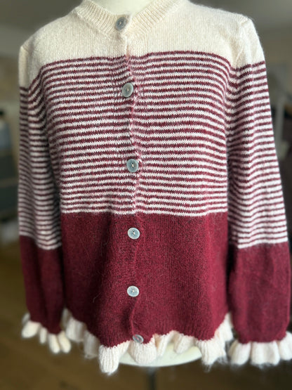 Gilet Marinière Rayé Bordeaux et Beige LOUNAE