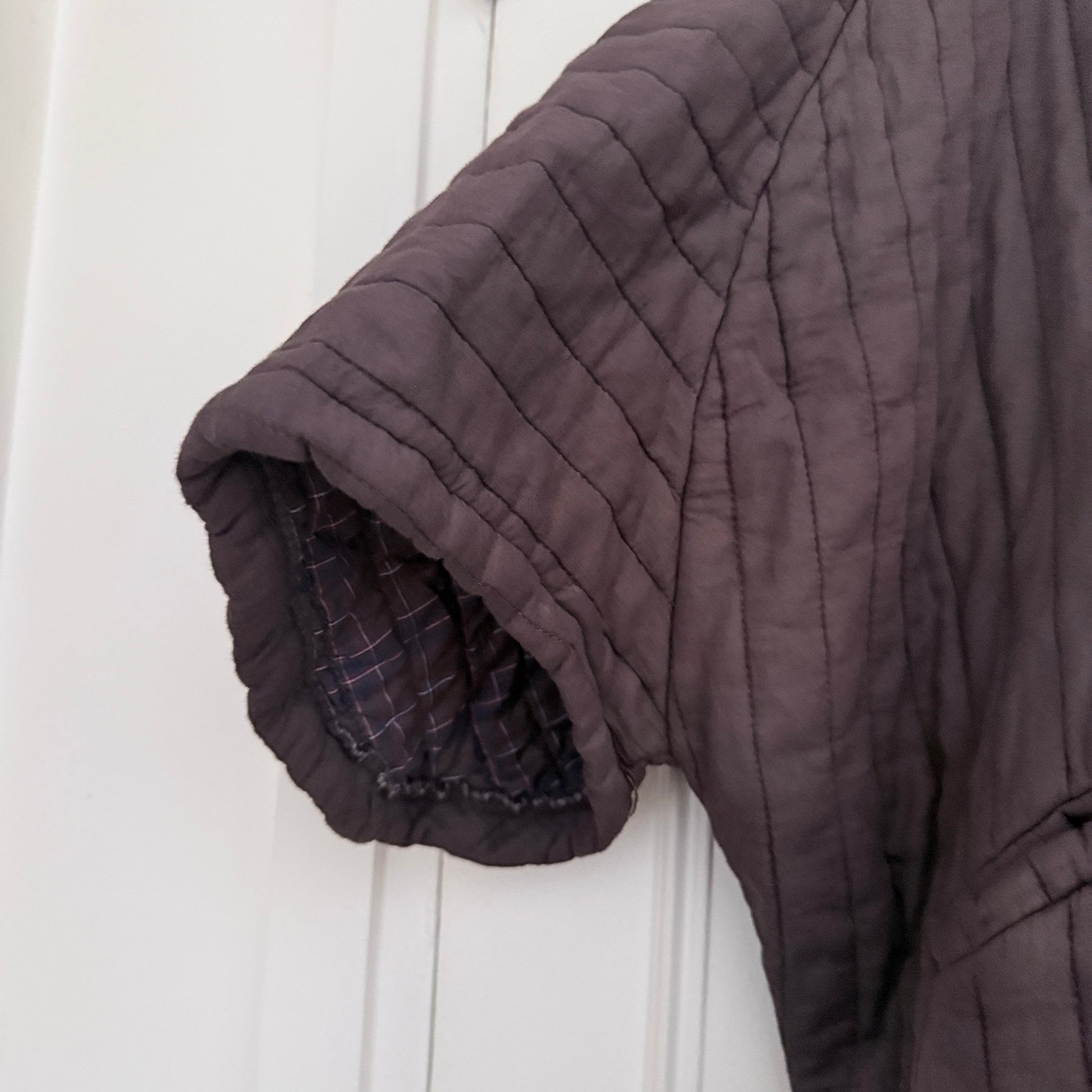 Veste kimono manches courtes marron en coton LOUNAE