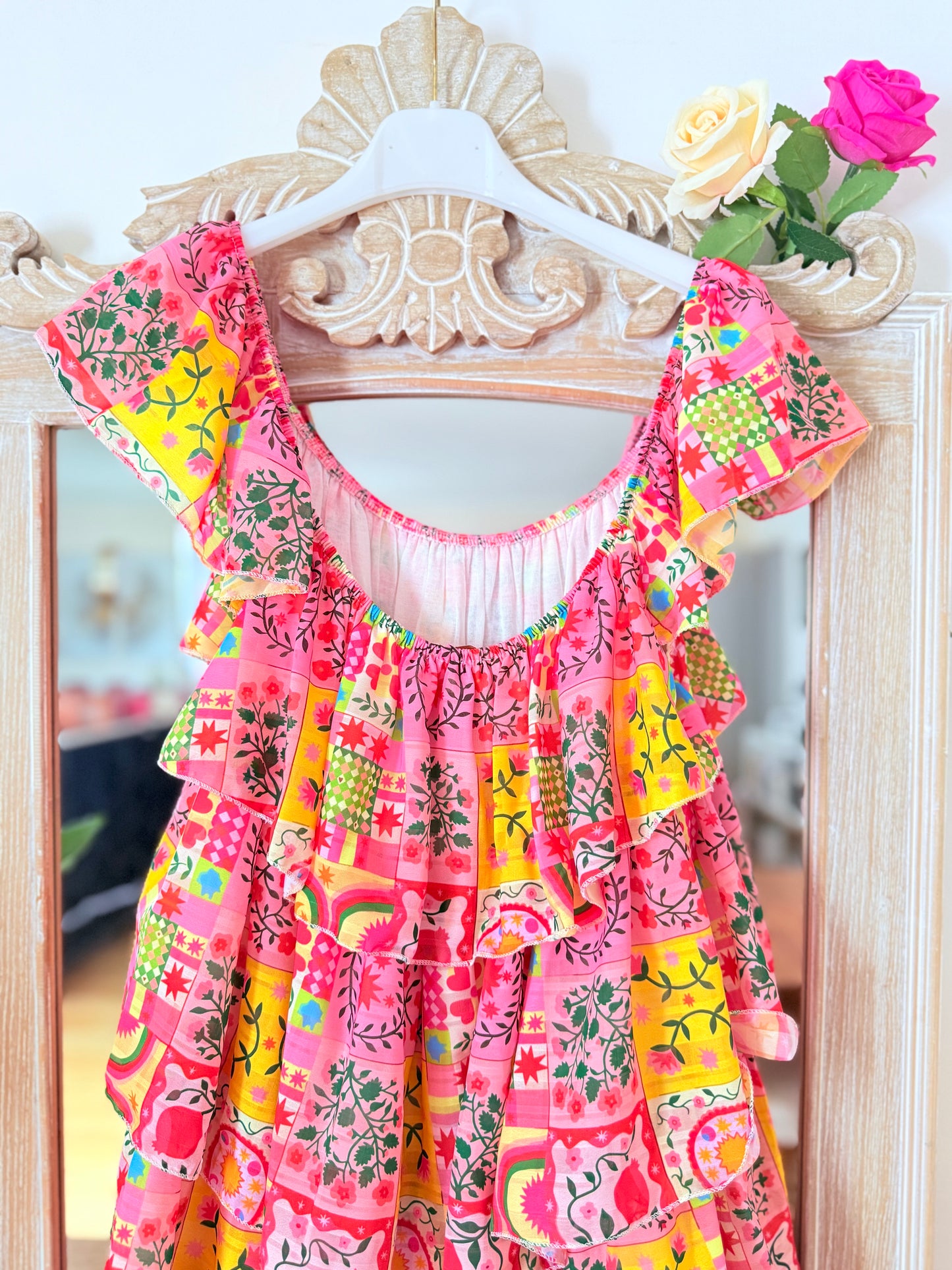 Robe rose et jaune - April vintage