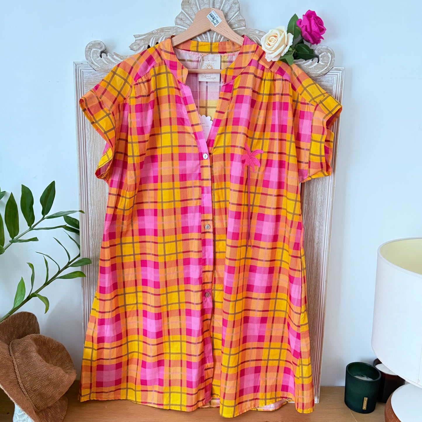 Robe chemise orange rose - April vintage