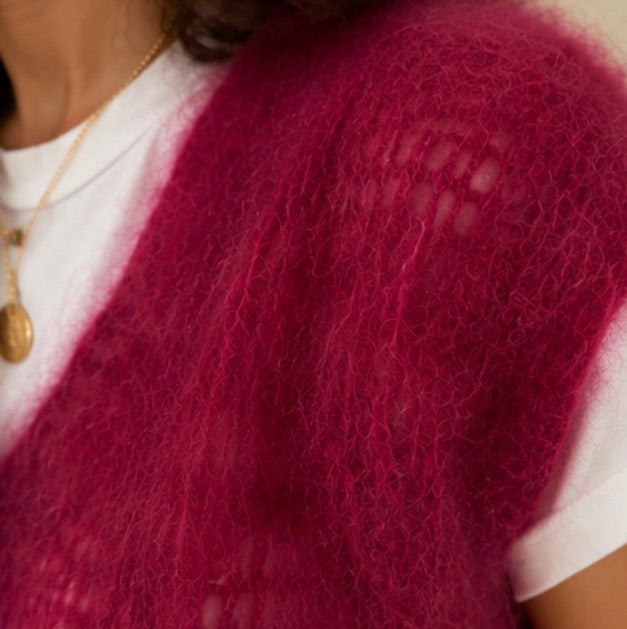 Pull prune maille aérienne 80% mohair LOUNAE