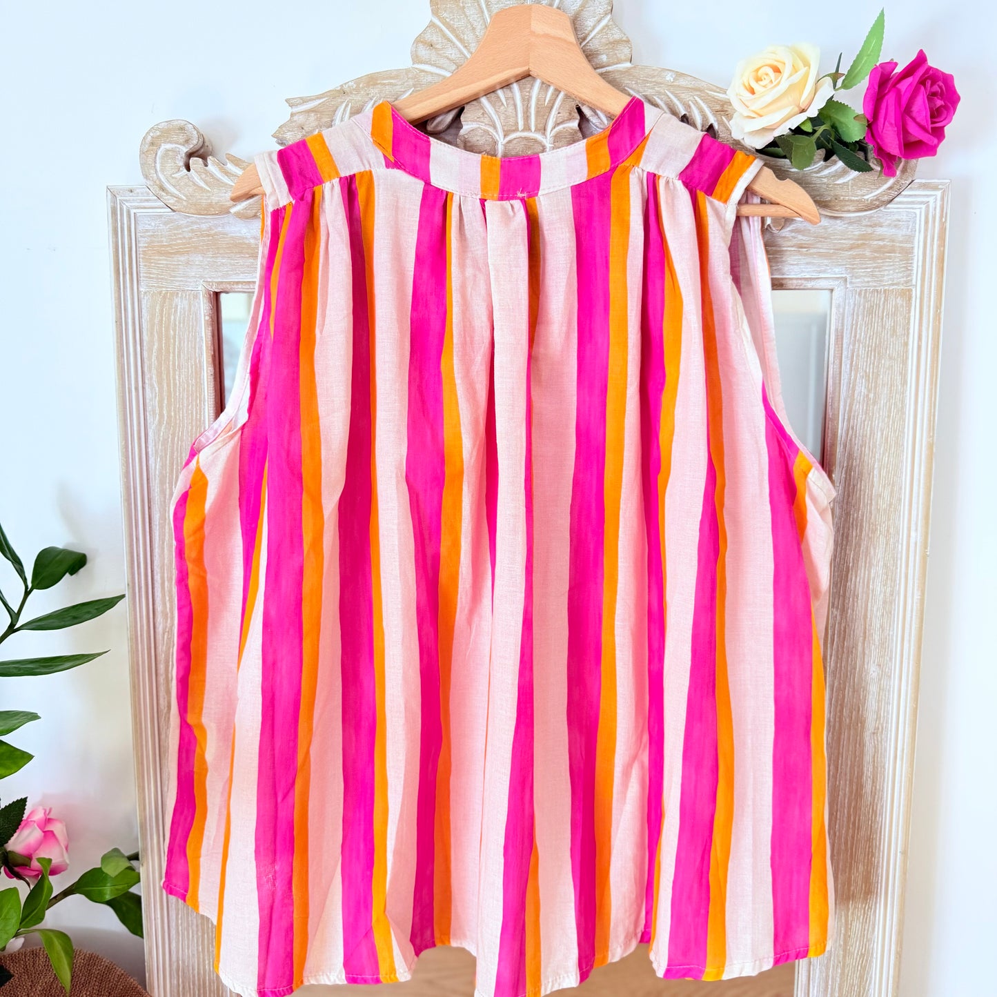 Blouse rayée rose & orange – Luizacco