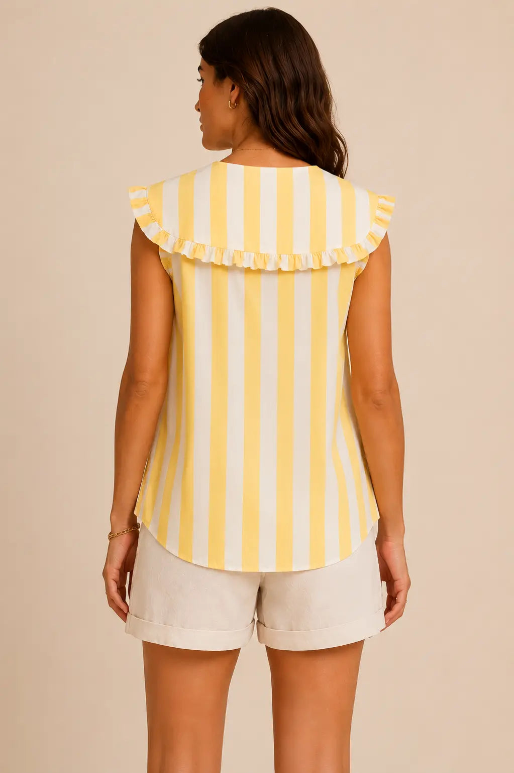 Chemise jaune et blanche en coton LOUNAE