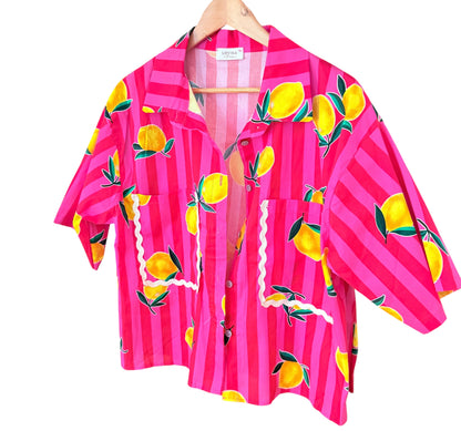 Chemise imprimé citron rayée rose LOUNAE