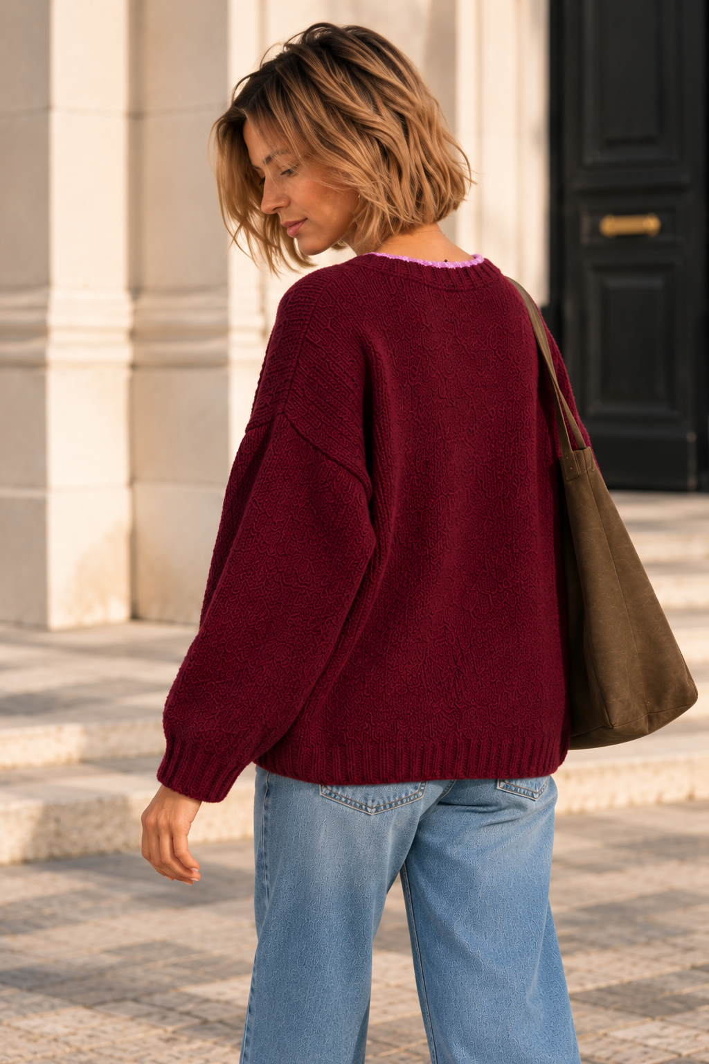 Pull col rond étoile bordeaux LOUNAE