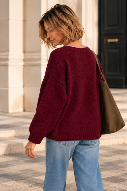 Pull col rond étoile bordeaux LOUNAE