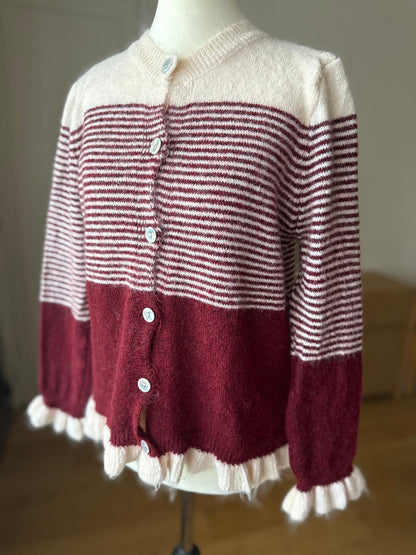 Gilet Marinière Rayé Bordeaux et Beige LOUNAE