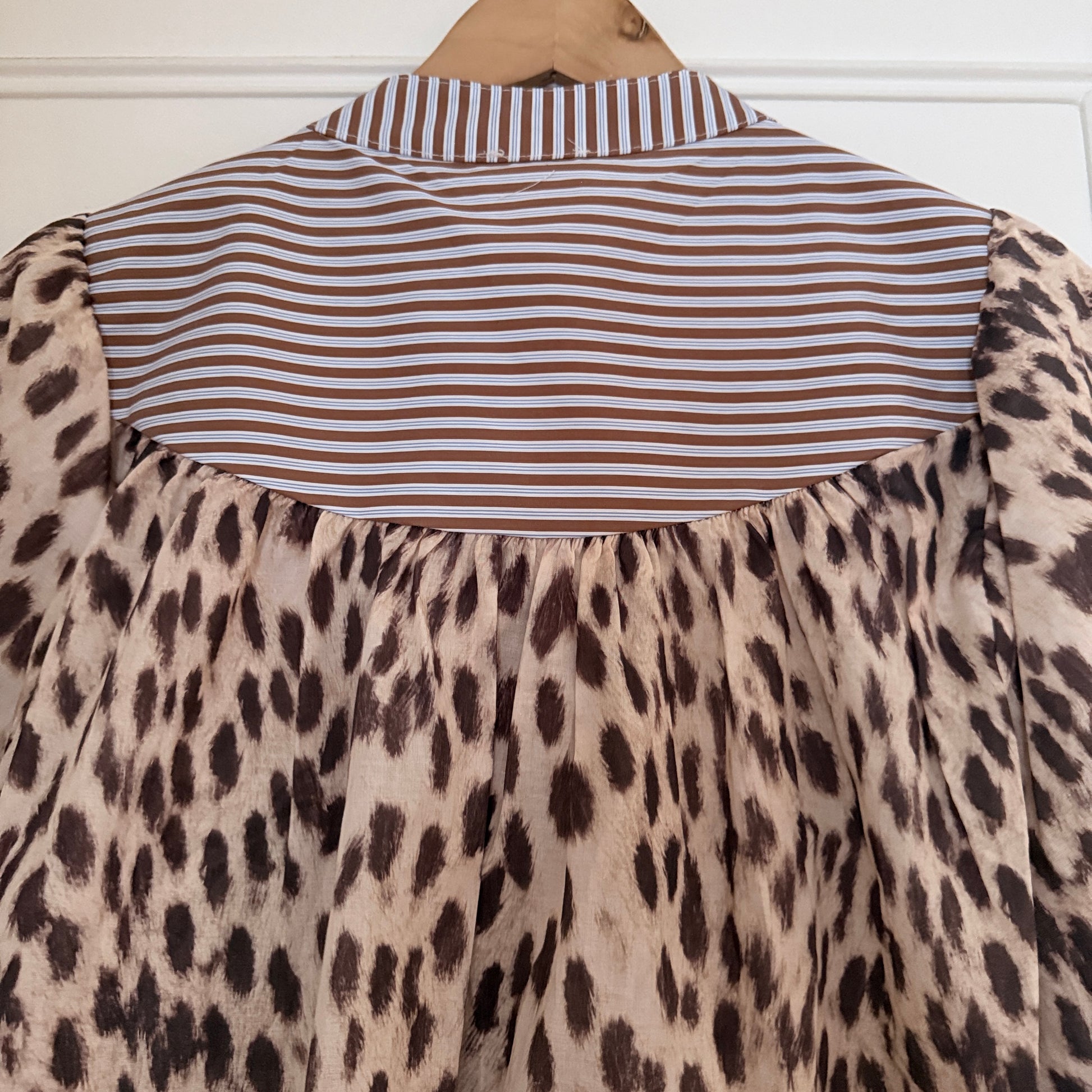 Chemise beige marron leopard manches ballon taille unique LOUNAE