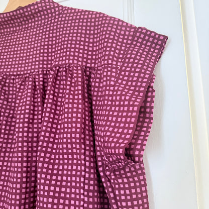 Blouse manches courtes bordeaux rose en coton LOUNAE