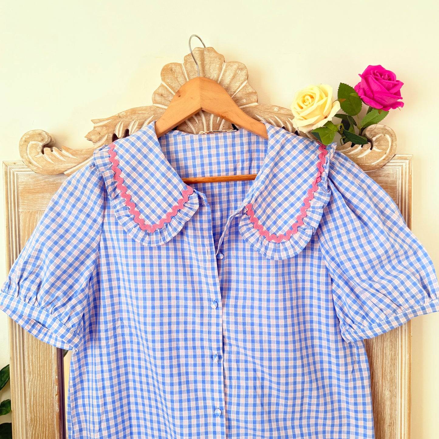 Blau und pink kariertes Hemd - It Hippie