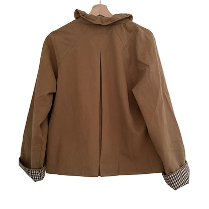 Trench court Camel carreaux en coton LOUNAE