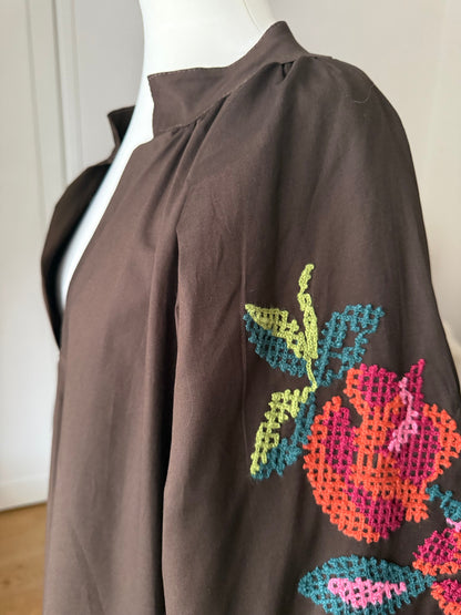 Blouse bohème marron manches ballon LOUNAE