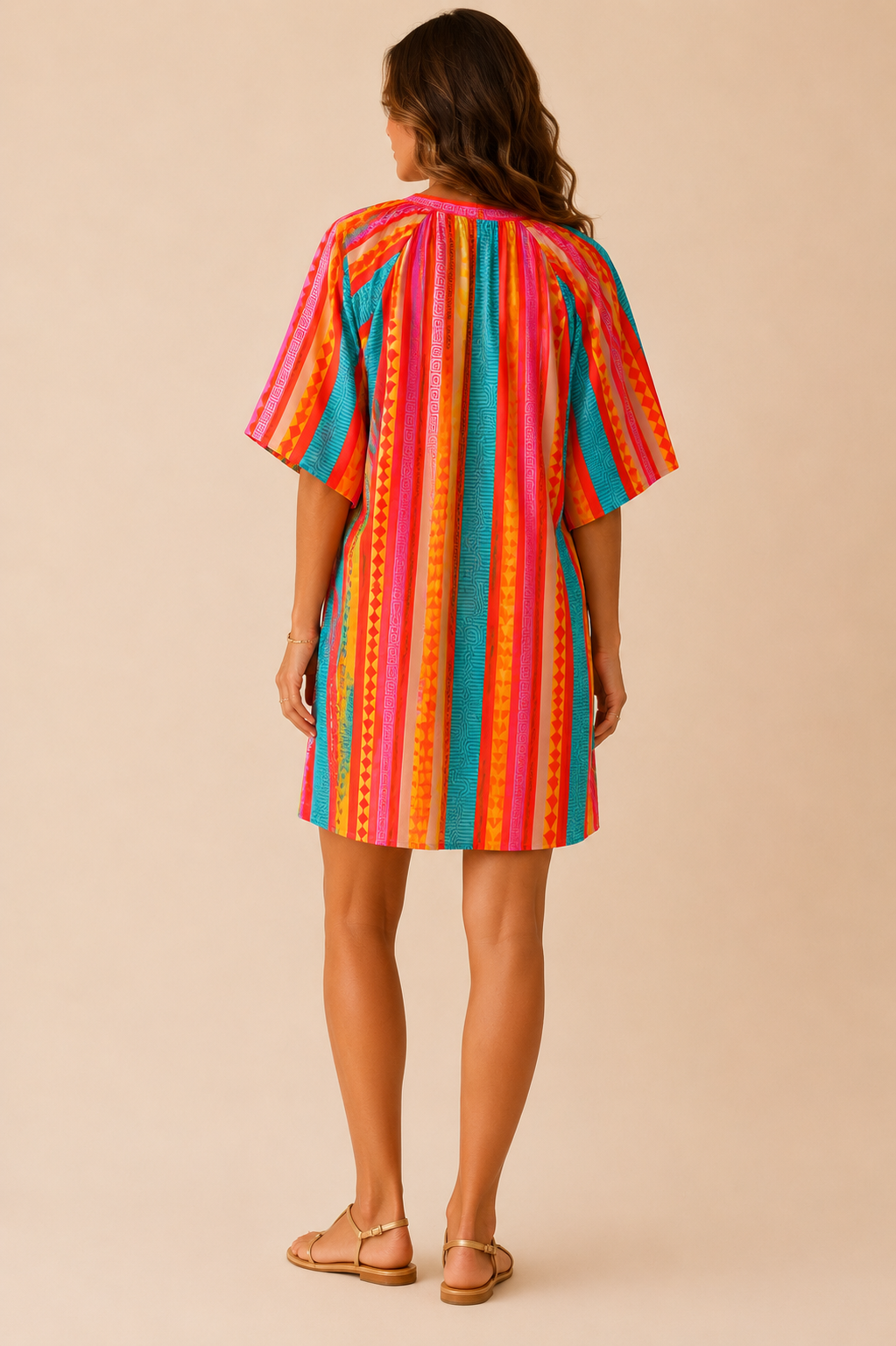 Robe mi-longue colorée manches ballon LOUNAE