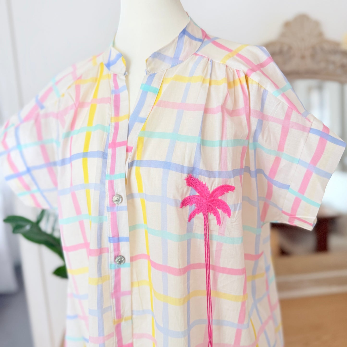 Robe blanche carreaux - April vintage