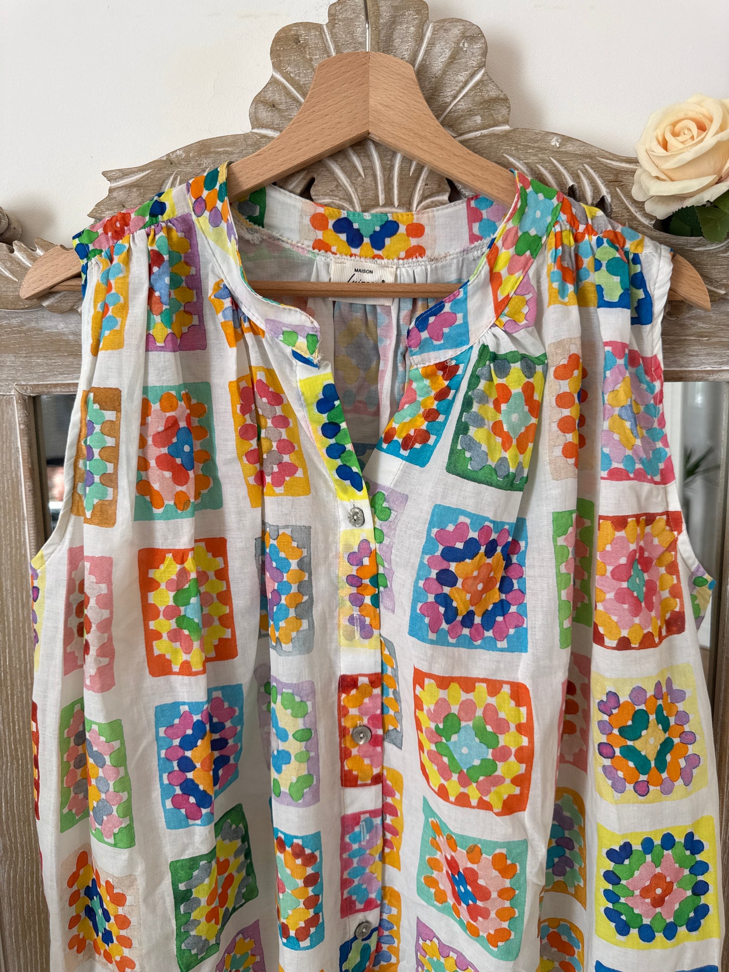 Blouse sans manches blanche et multicolore - Luizacco